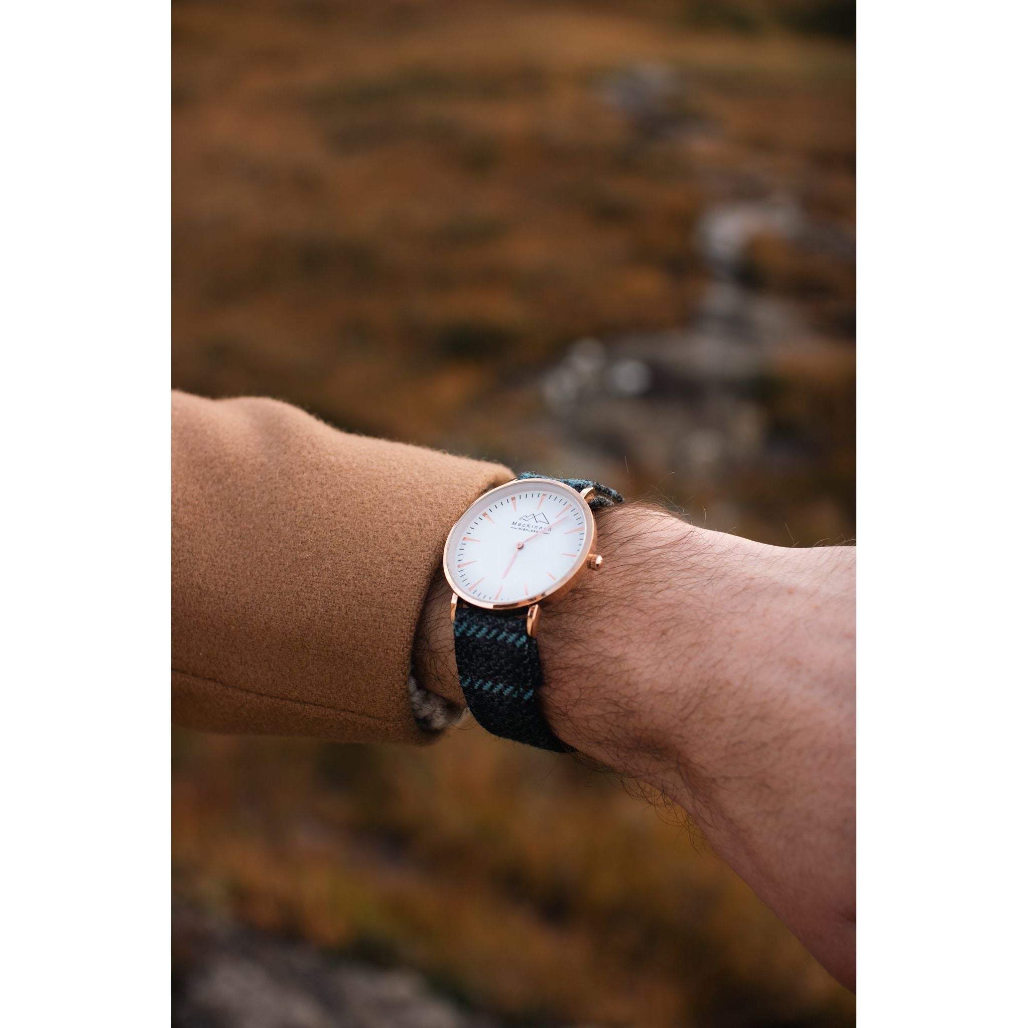 Custom tartan watch on a hand