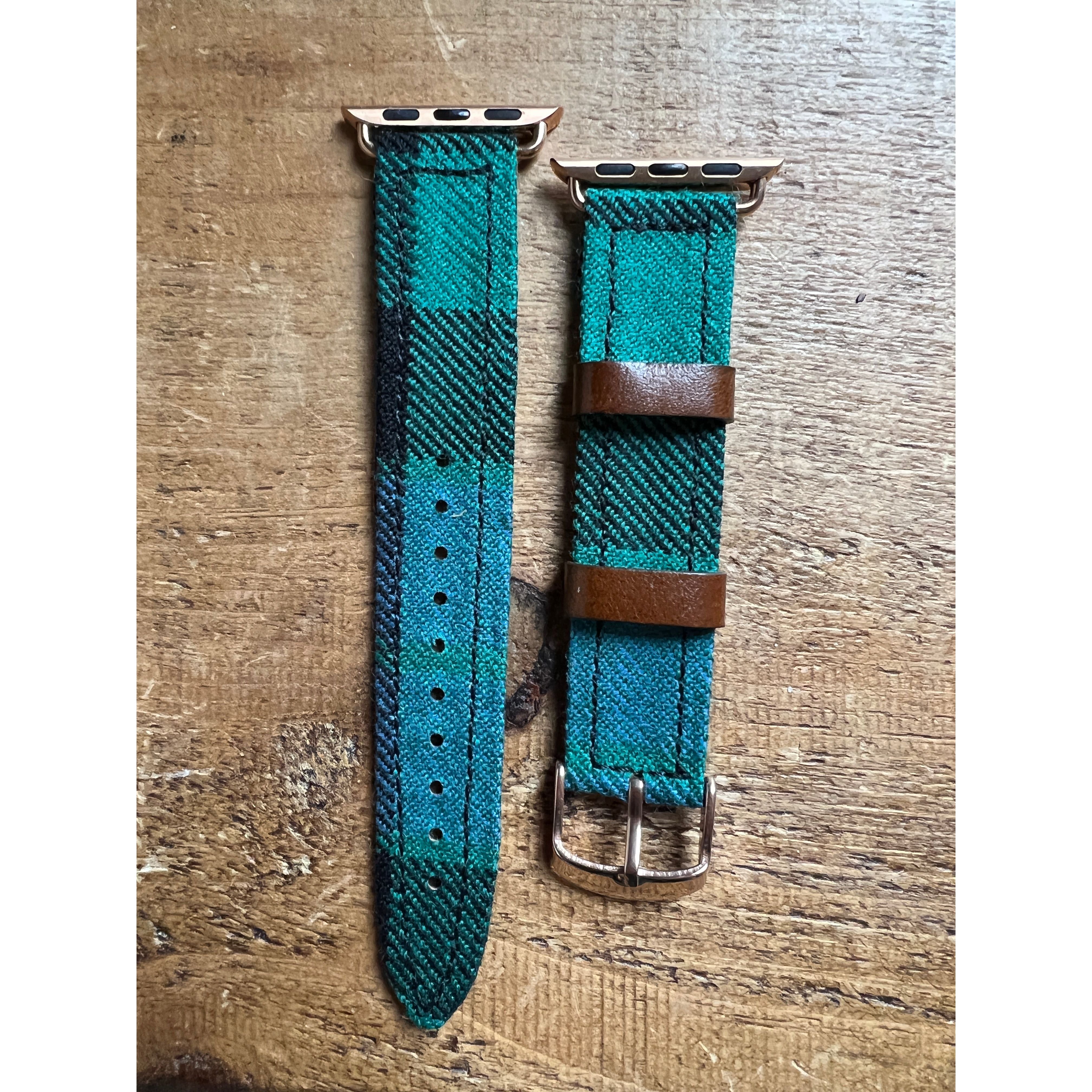 blue green custom apple watch tartan strap