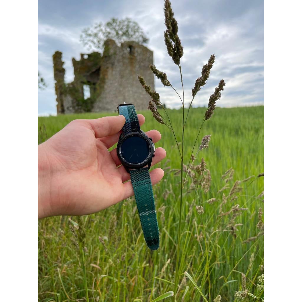 scottish watch with green tartan strap