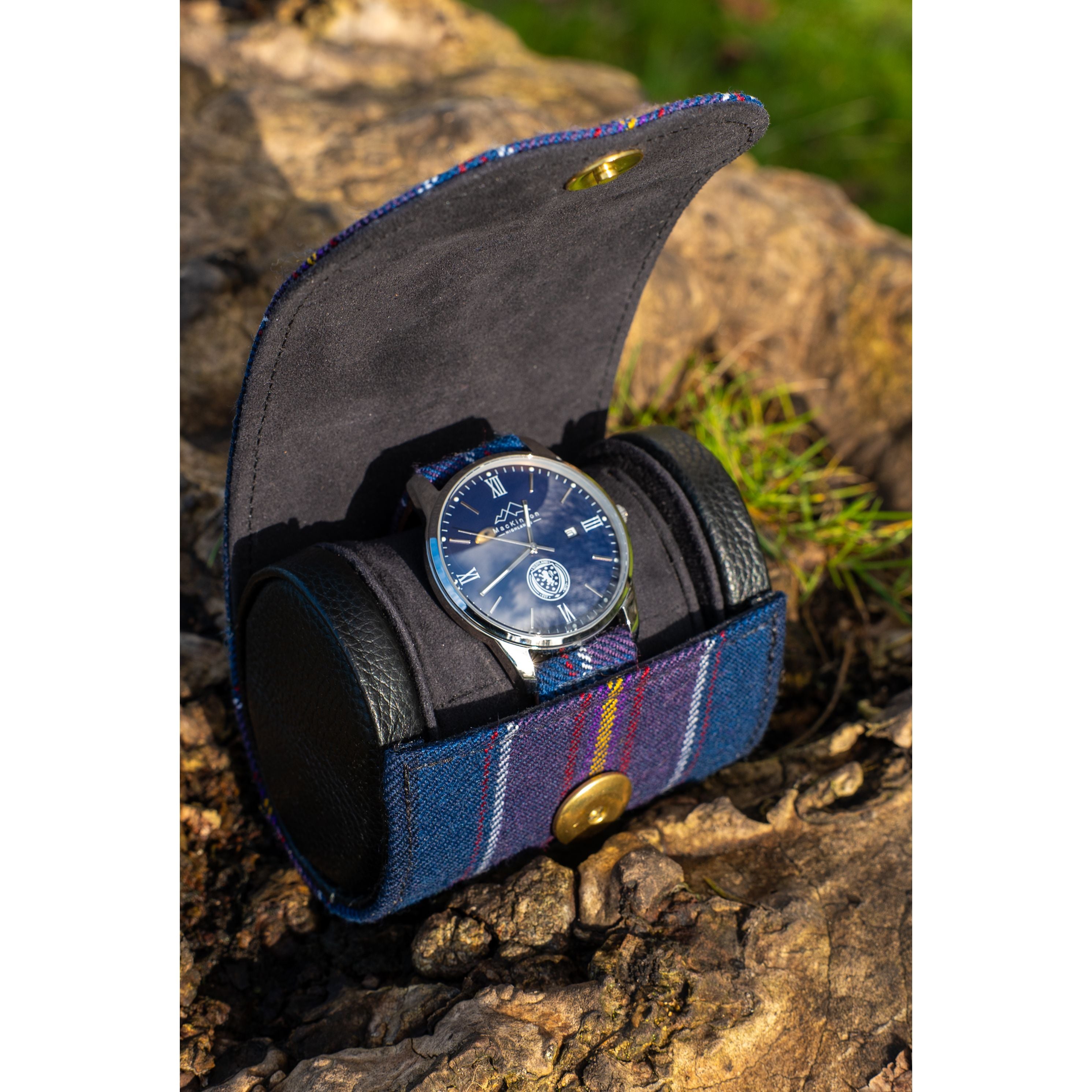 scotland national team tartan watch case with blue faced tartan watch straps