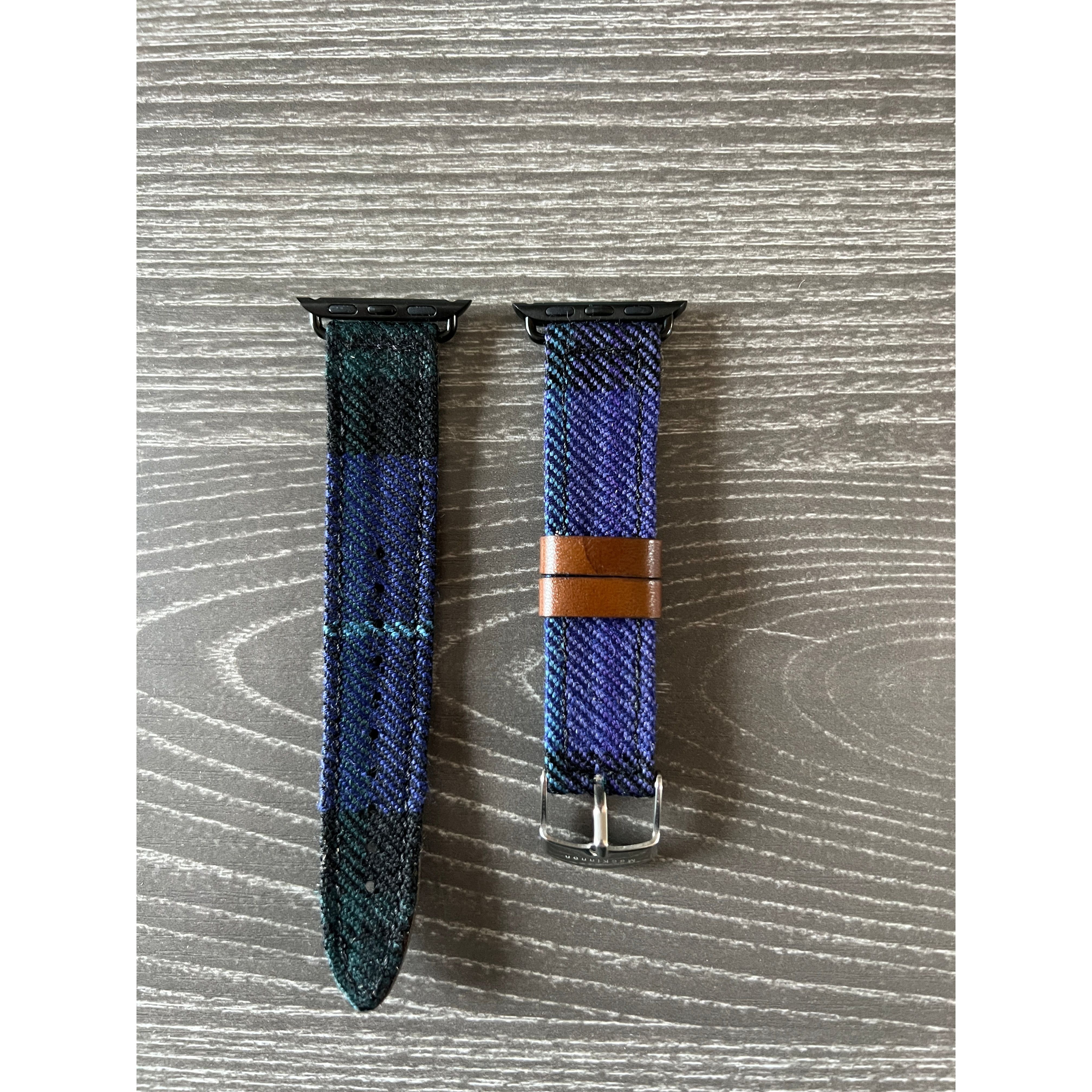 blue purple custom plaid apple watch band tartan