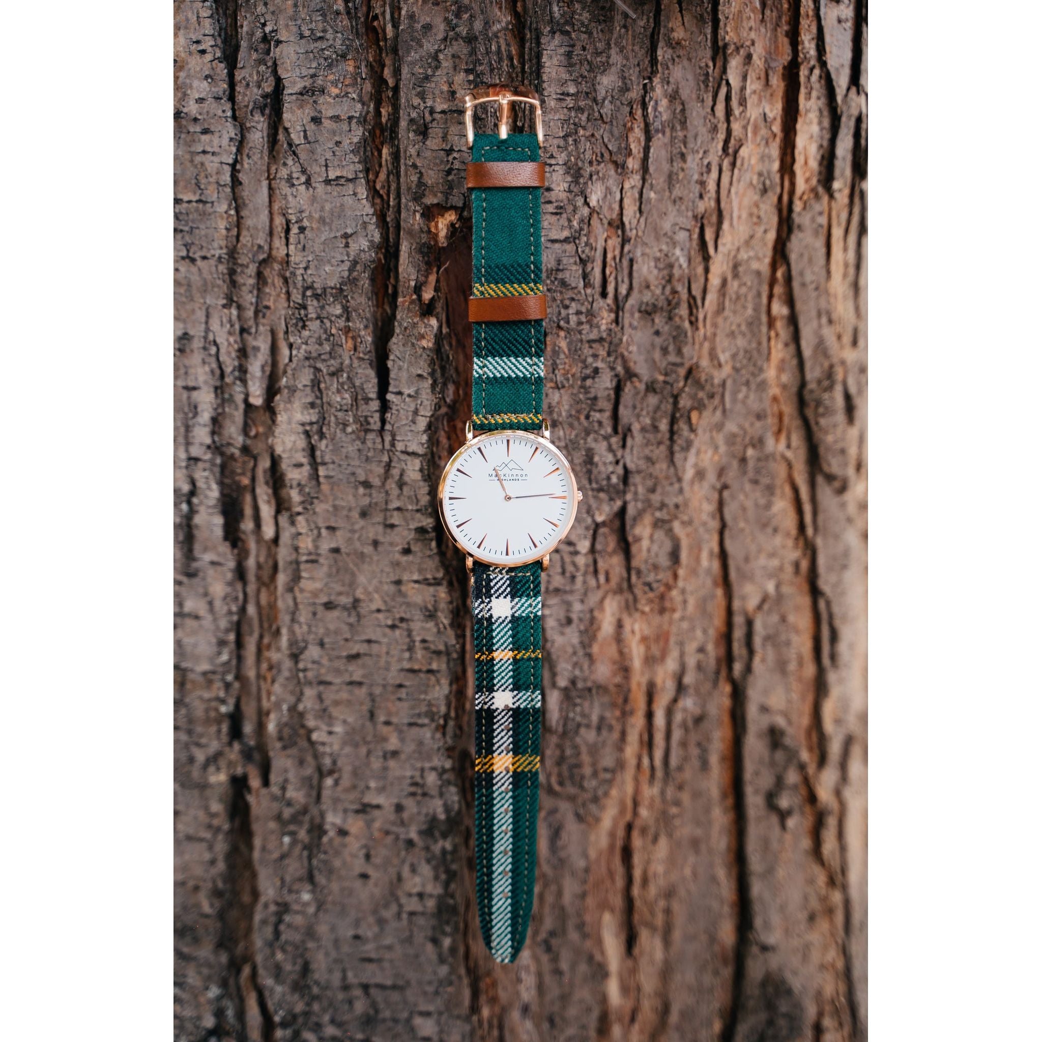 custom tartan watch with green yellow white plaid