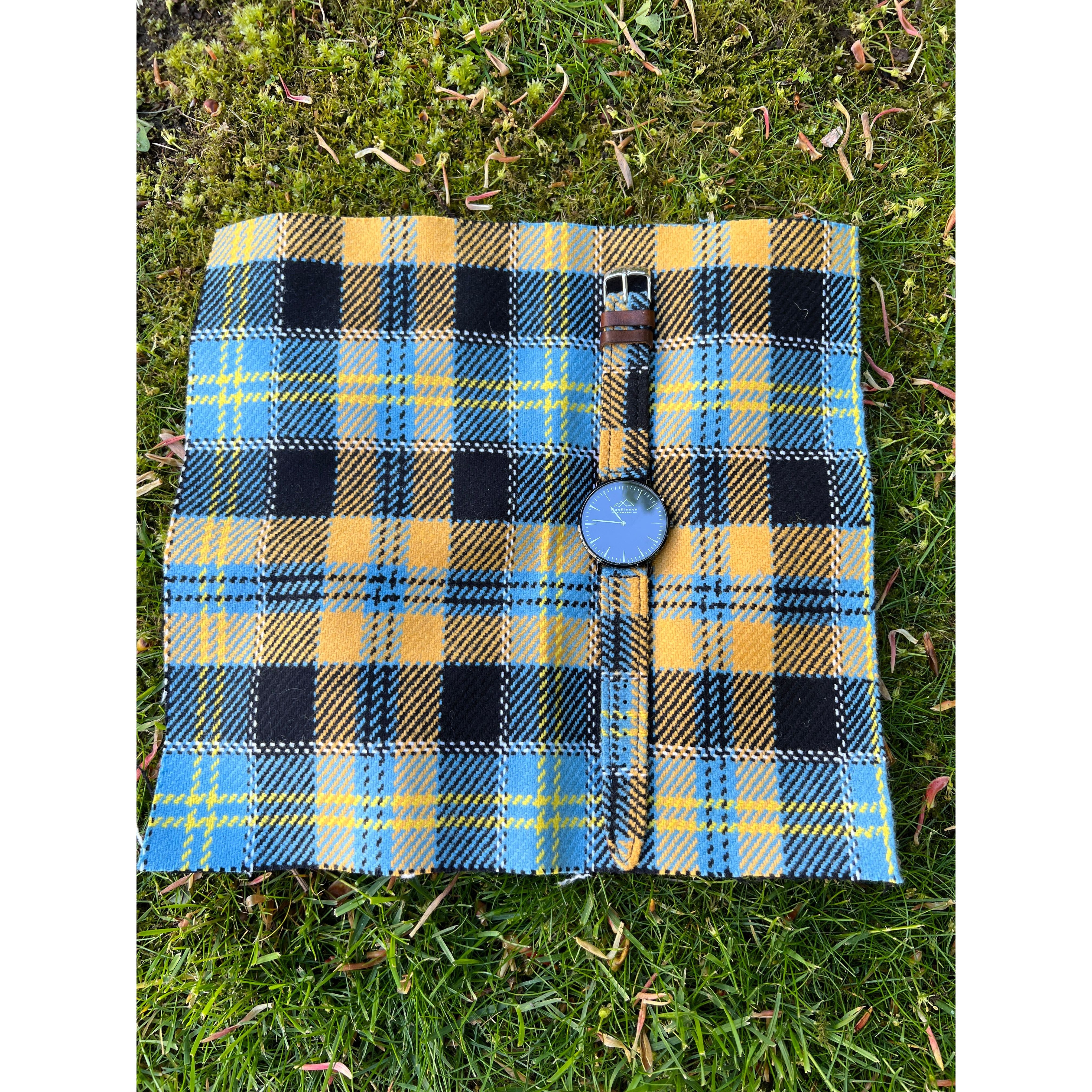 custom tartan watch yellow blue black